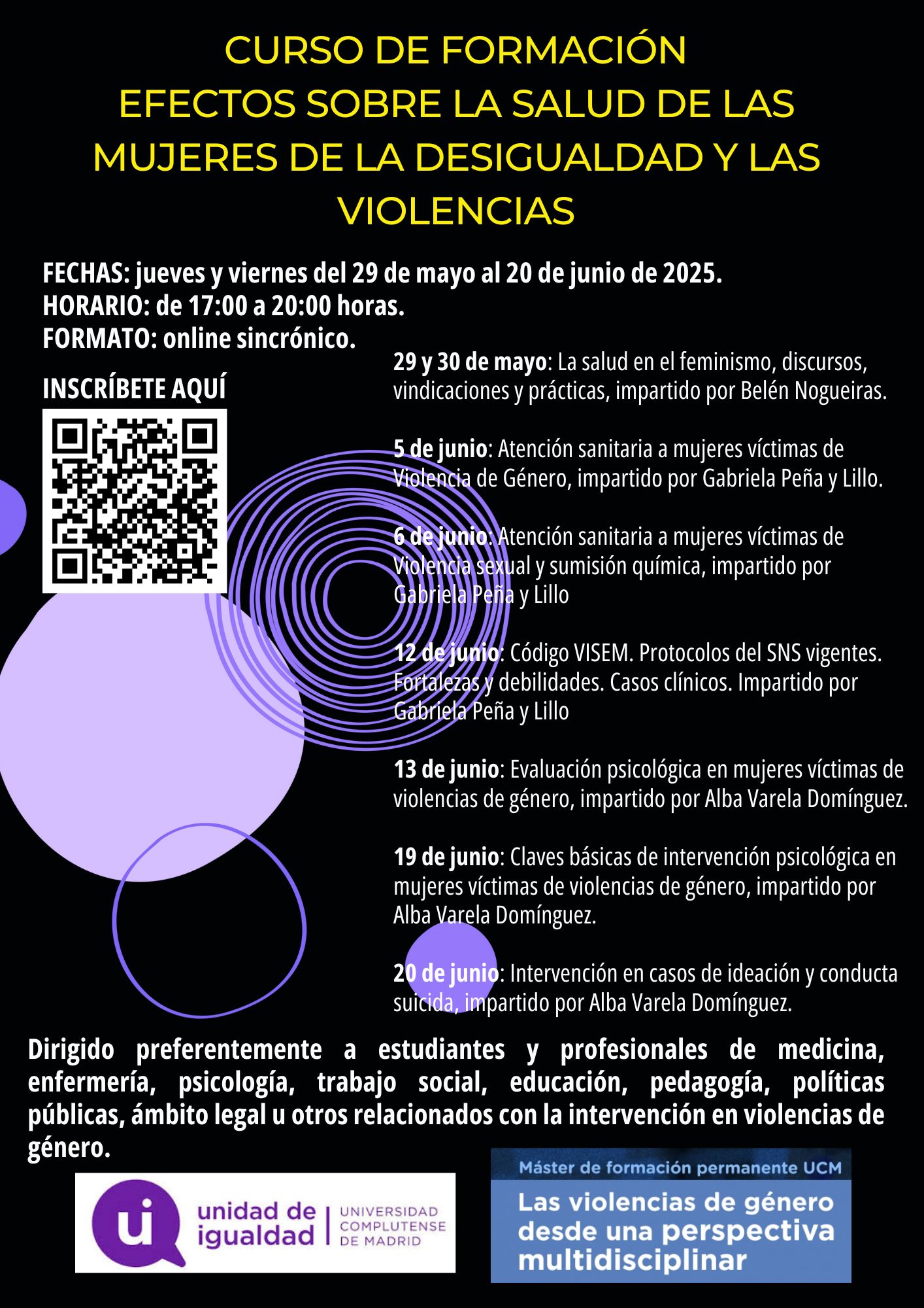 Apúntate al curso de formación: EFECTOS SOBRE LA SALUD DE LAS MUJERES DE LA DESIGUALDAD Y LAS VIOLENCIAS